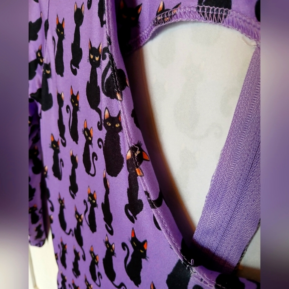 Dolly and Dotty Cat Purple & Black 3/4 Sleeve Billie Dress w/ Pockets - 4 - Picture 10 of 12